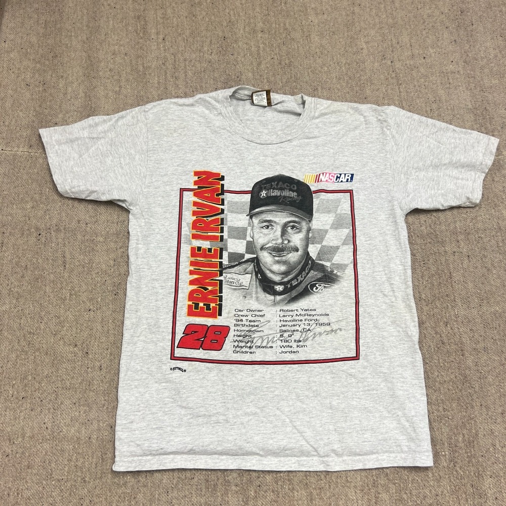 Vintage Ernie Irvan Nascar Shirt Mens Large Gray 1990s Nutmeg